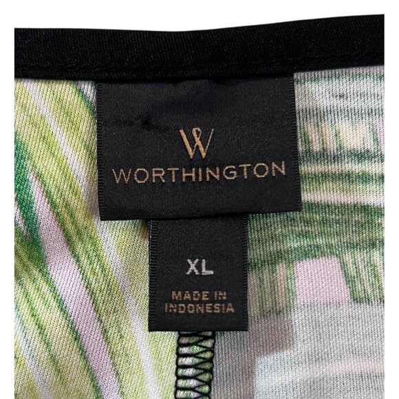 Worthington Purple Paradise Palm Pencil Career Skirt XL Polyester/Spandex - Picture 3 of 6